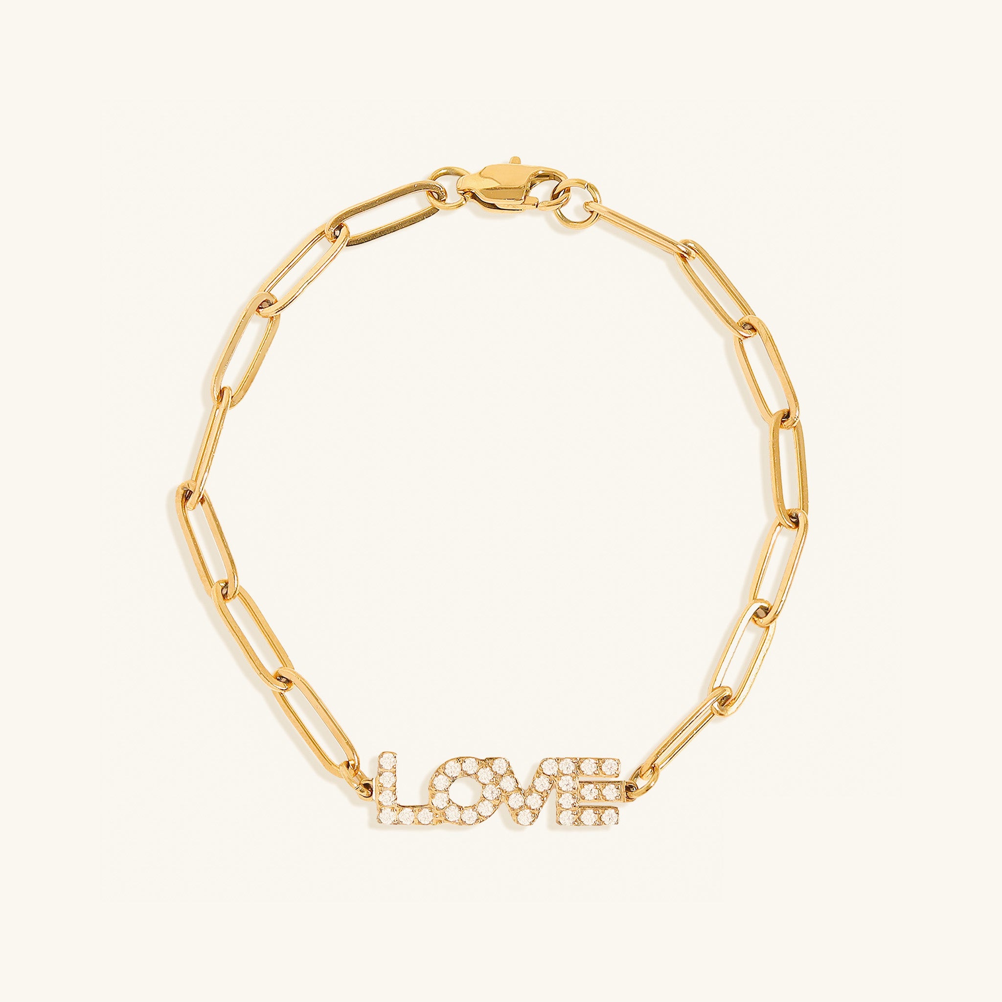 18K Gold Paperclip Love Bracelet – Charmed Candles