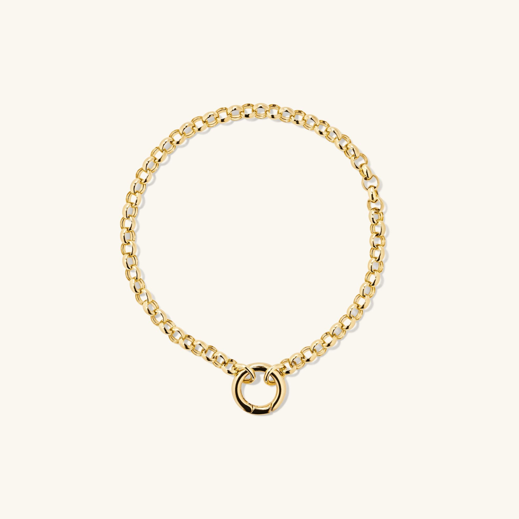 24K Gold Rolo Chain Charm Bracelet