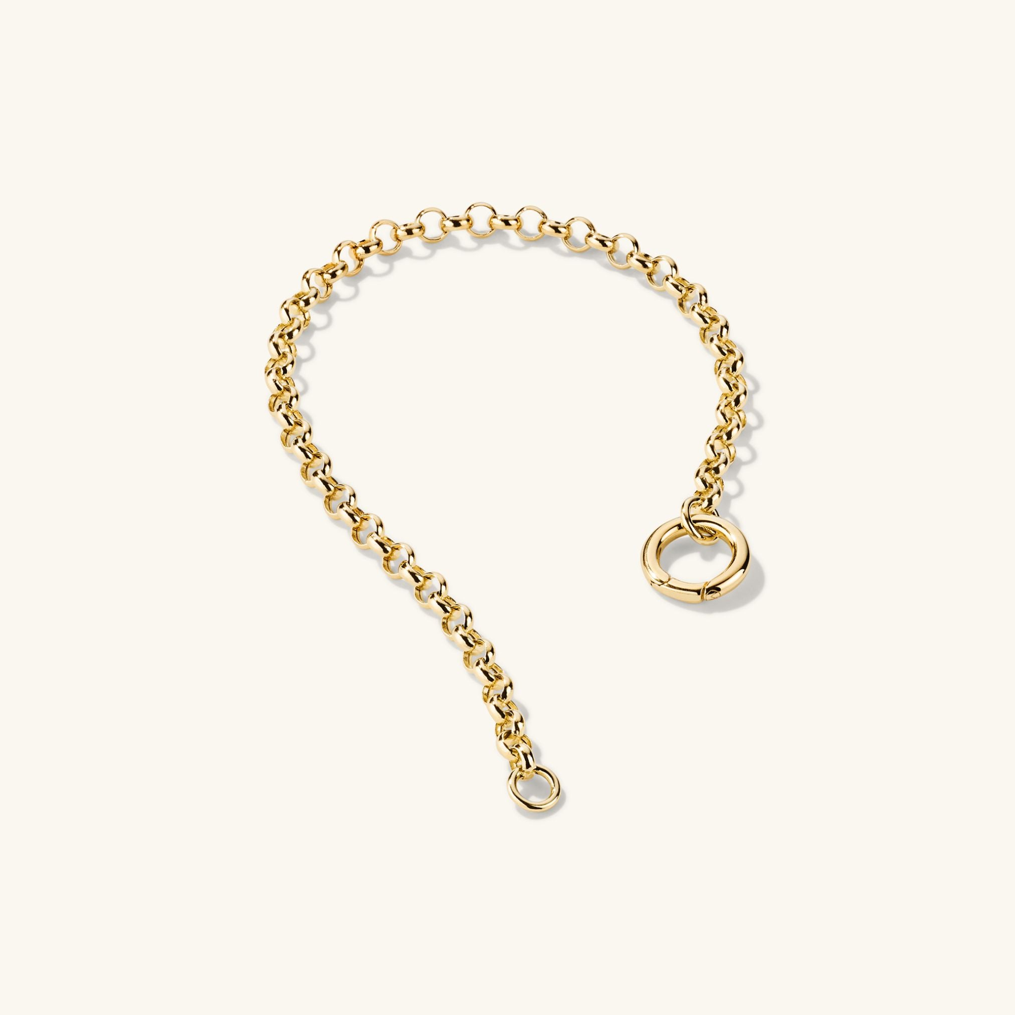 24K Gold Rolo Chain Charm Bracelet