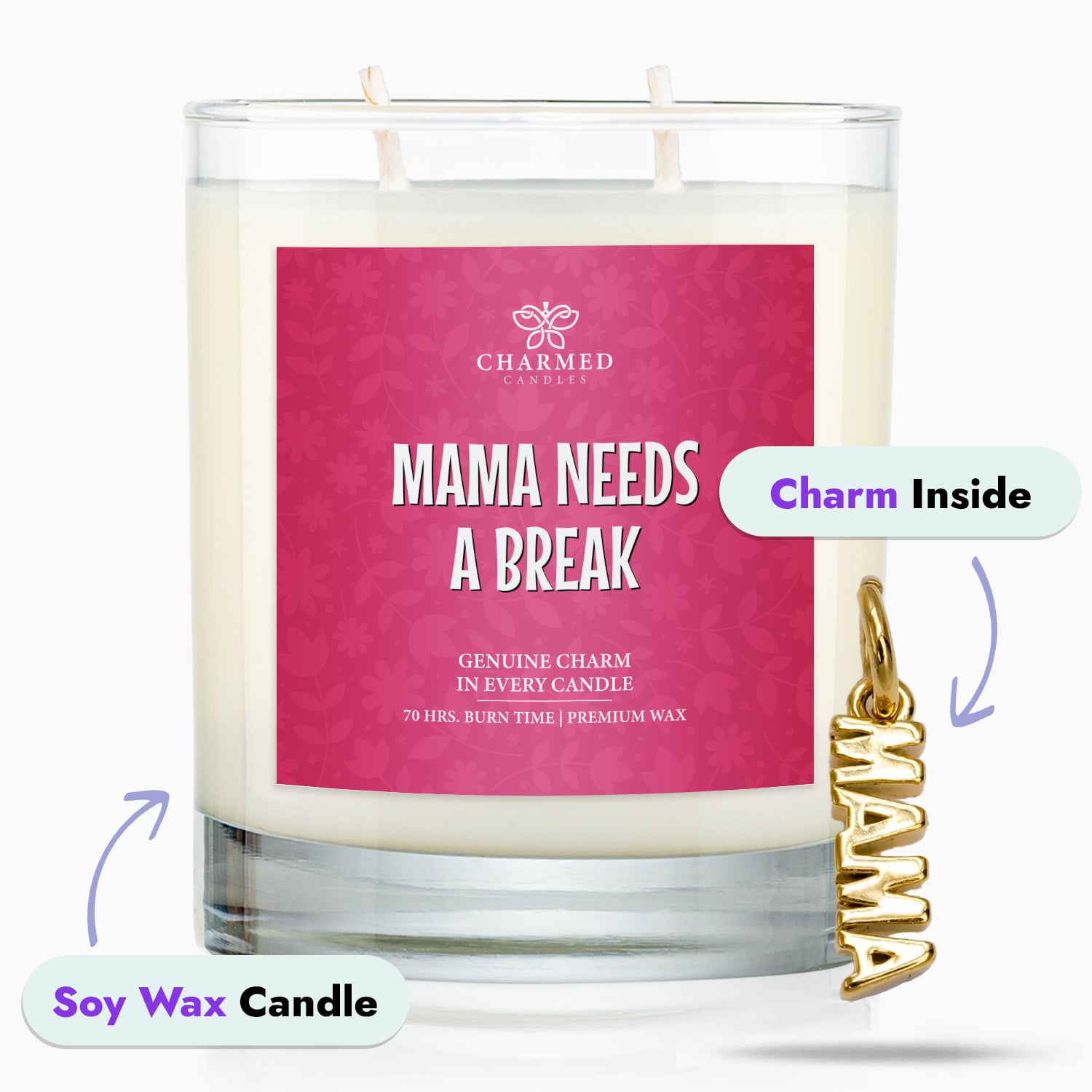 Mama Needs A Break 'Surprise' 14K Gold Charm Candle