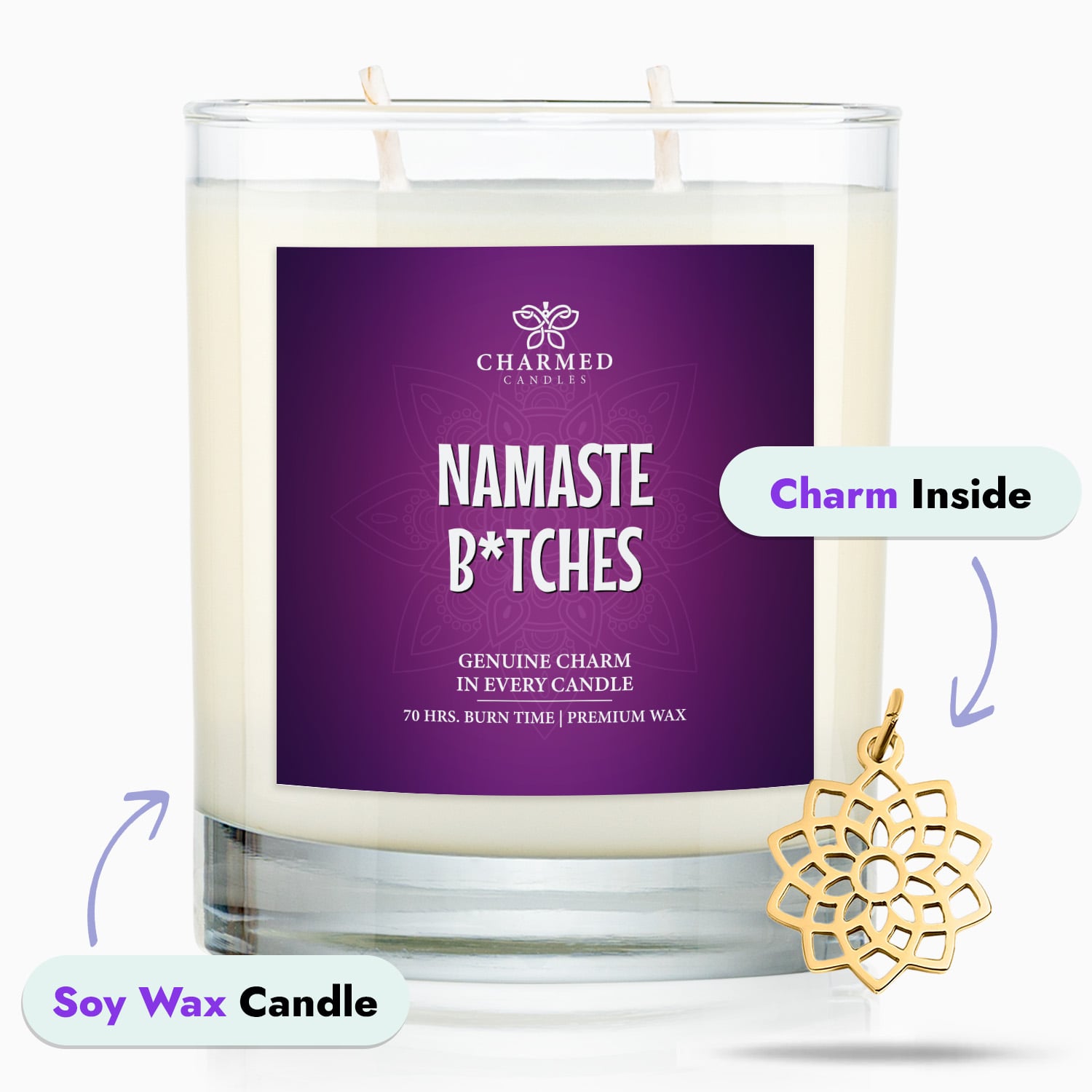 Namaste B*tches 'Surprise' 14K Gold Charm Candle