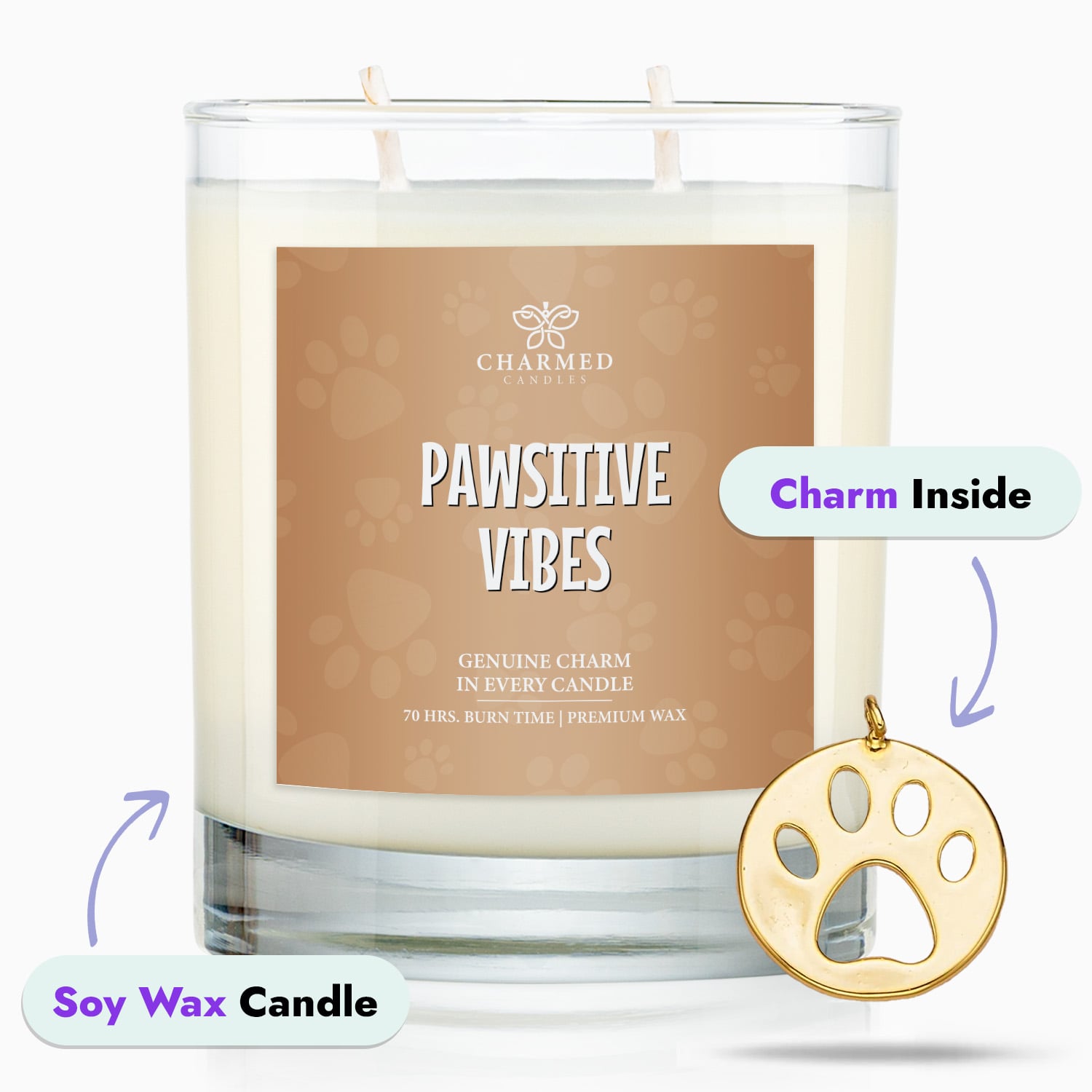 Pawsitive Vibes 'Surprise' 14K Gold Charm Candle