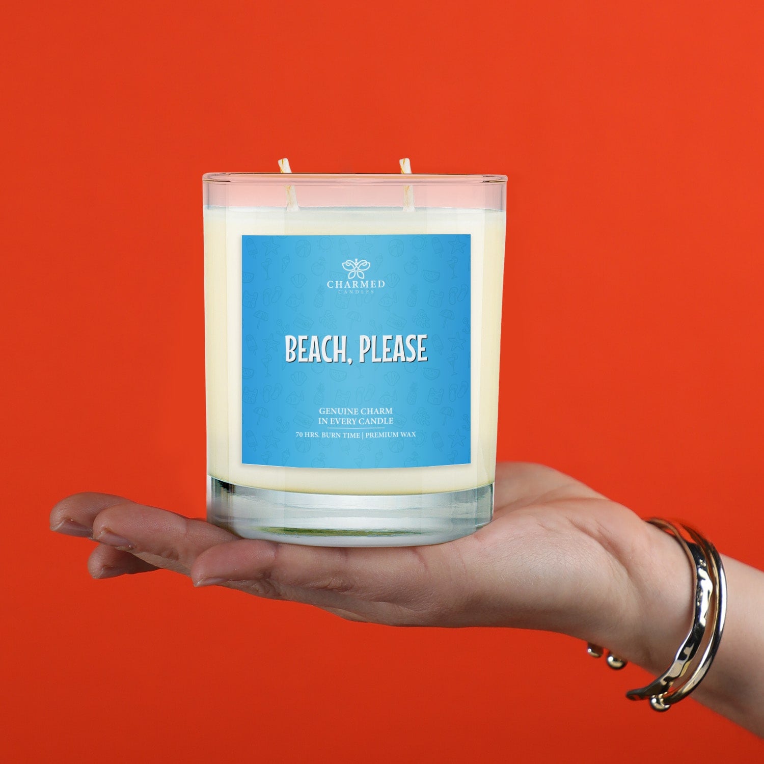 Beach Please 'Surprise' 14K Gold Charm Candle