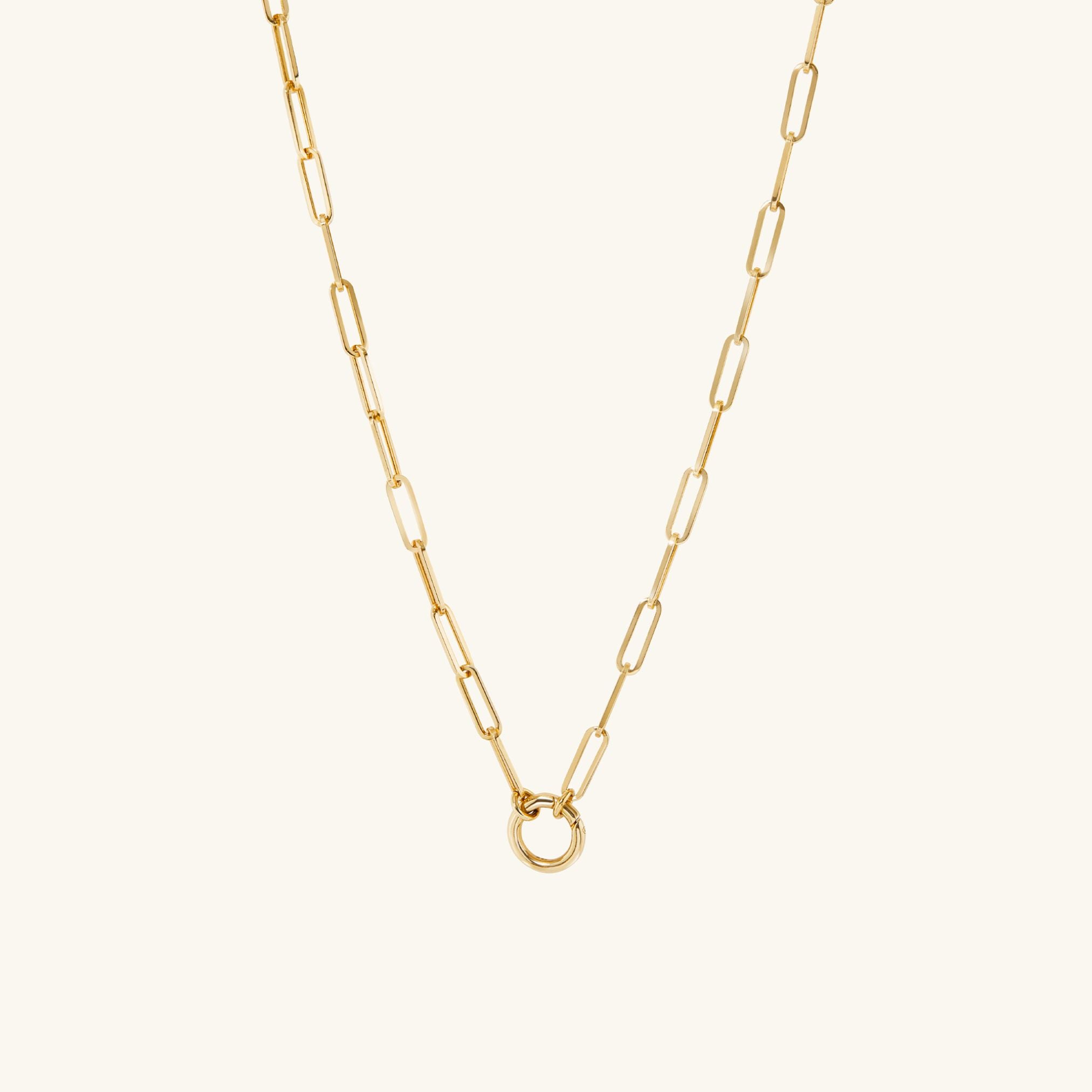24K Gold Paperclip Chain Charm Necklace