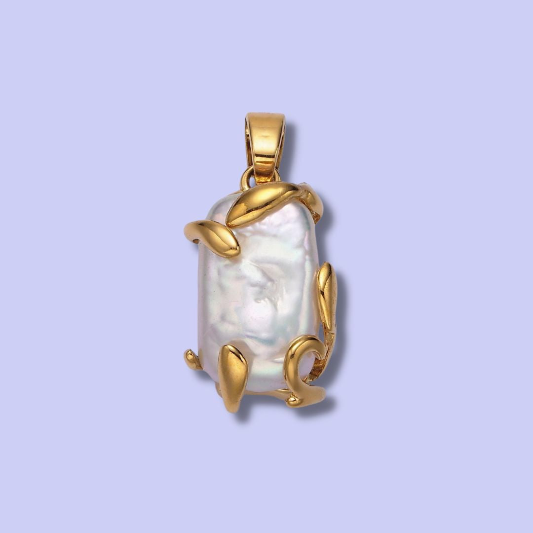 Freshwater Pearl Molten Drip Charm - 24K Gold
