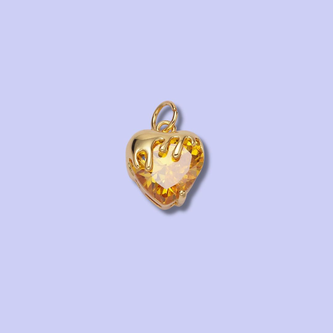 Molten Drip Heart Charm - 14K Gold