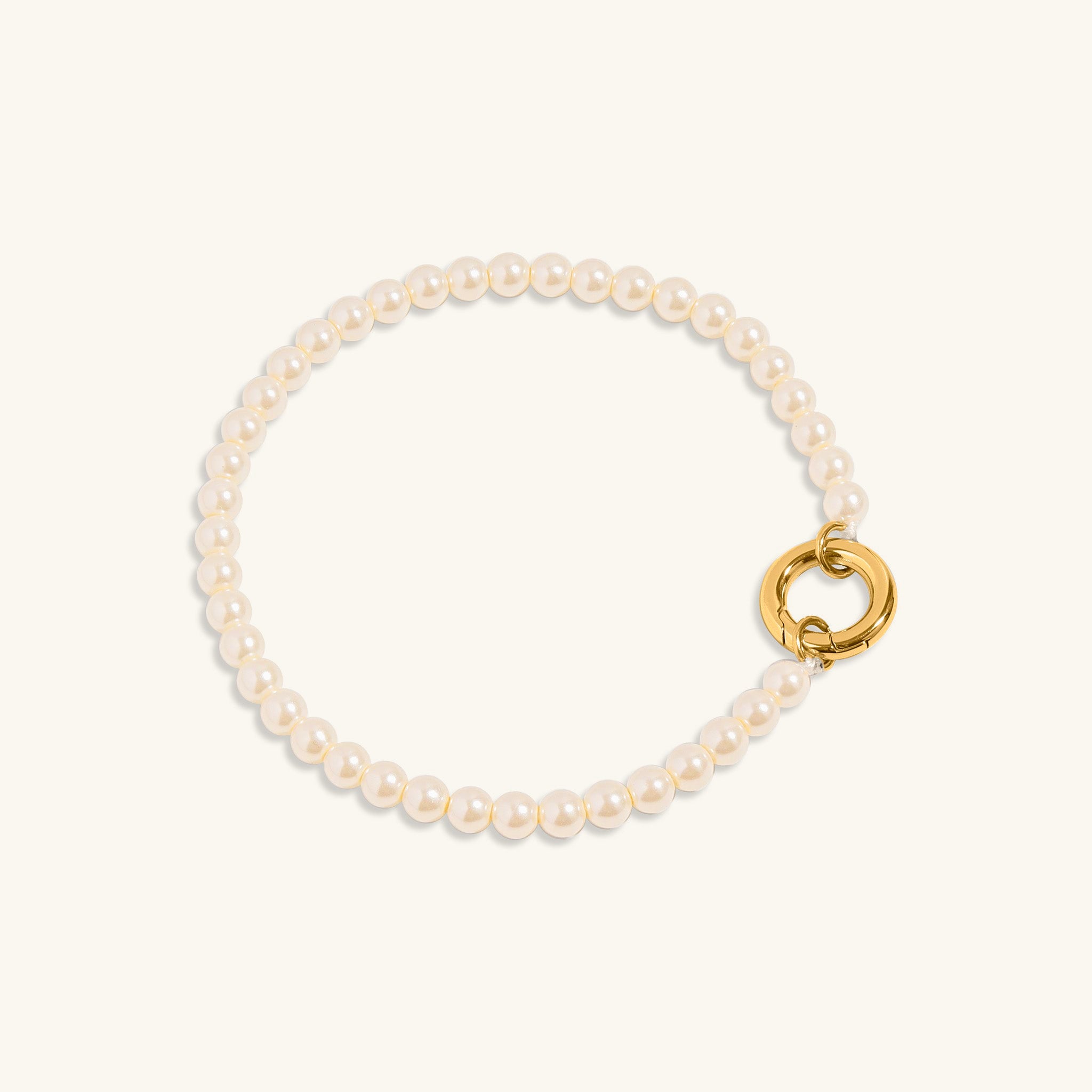 6.5" Glass Pearl Bracelet with 18K Gold Charm