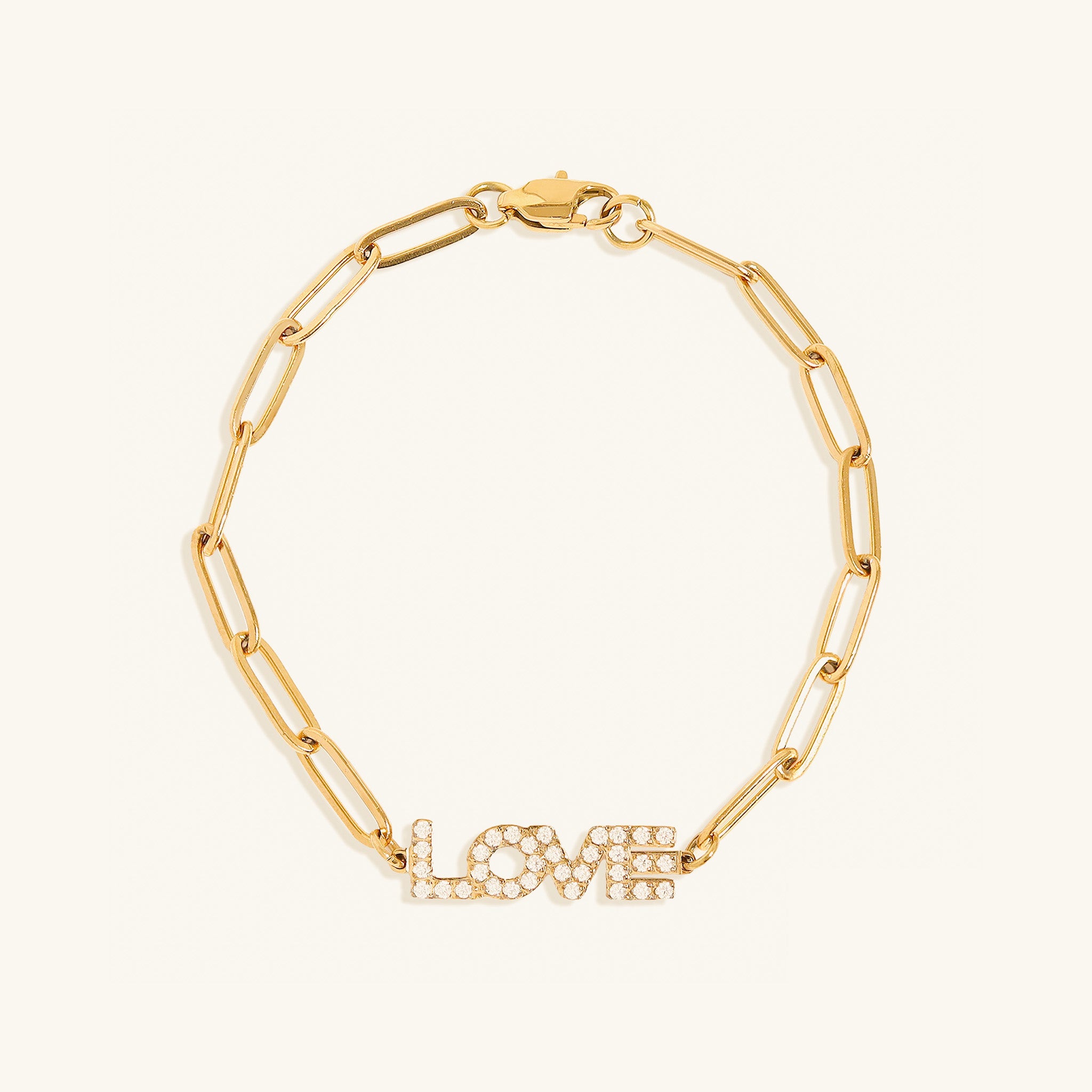 18K Gold Paperclip Love Bracelet