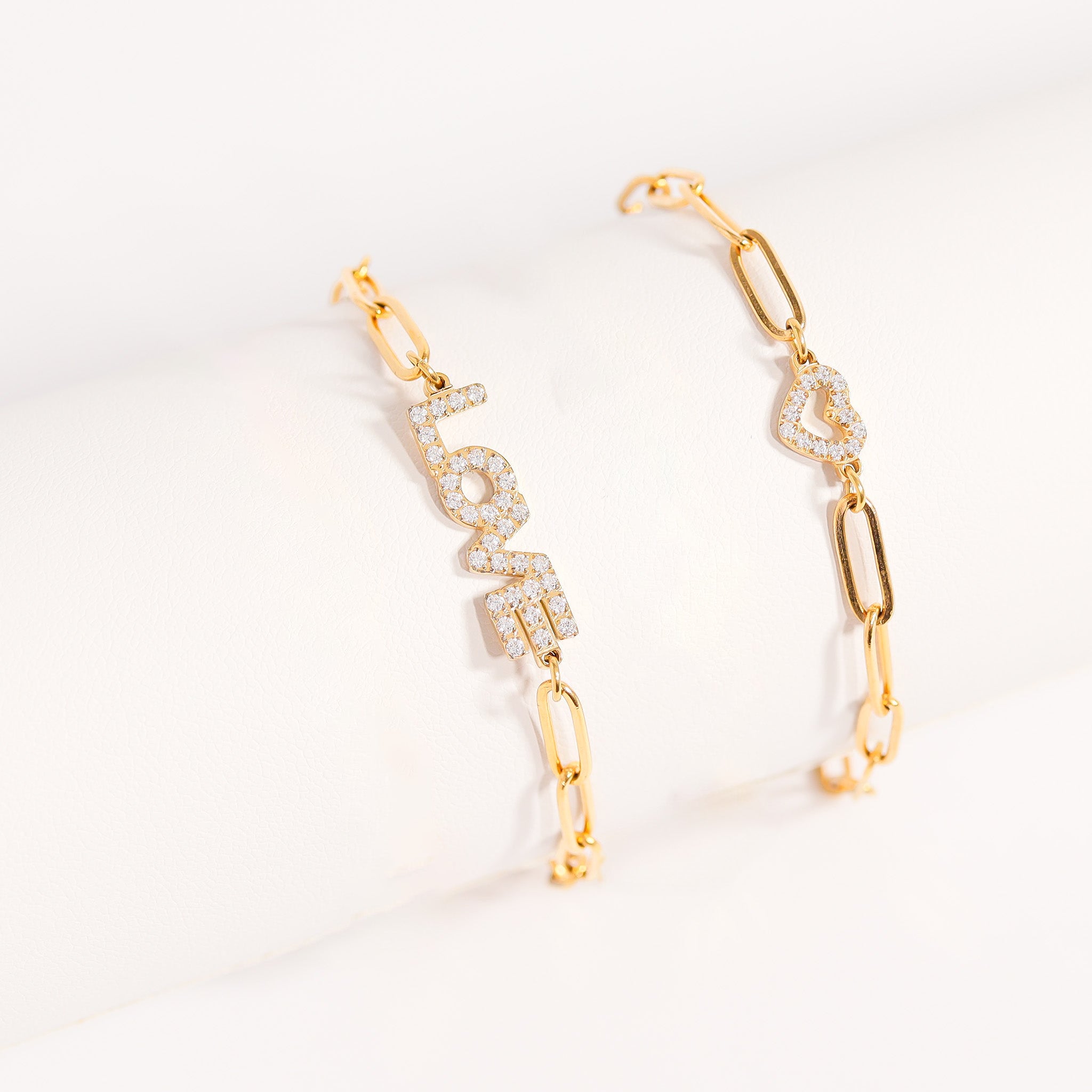 18K Gold Paperclip Heart Bracelet