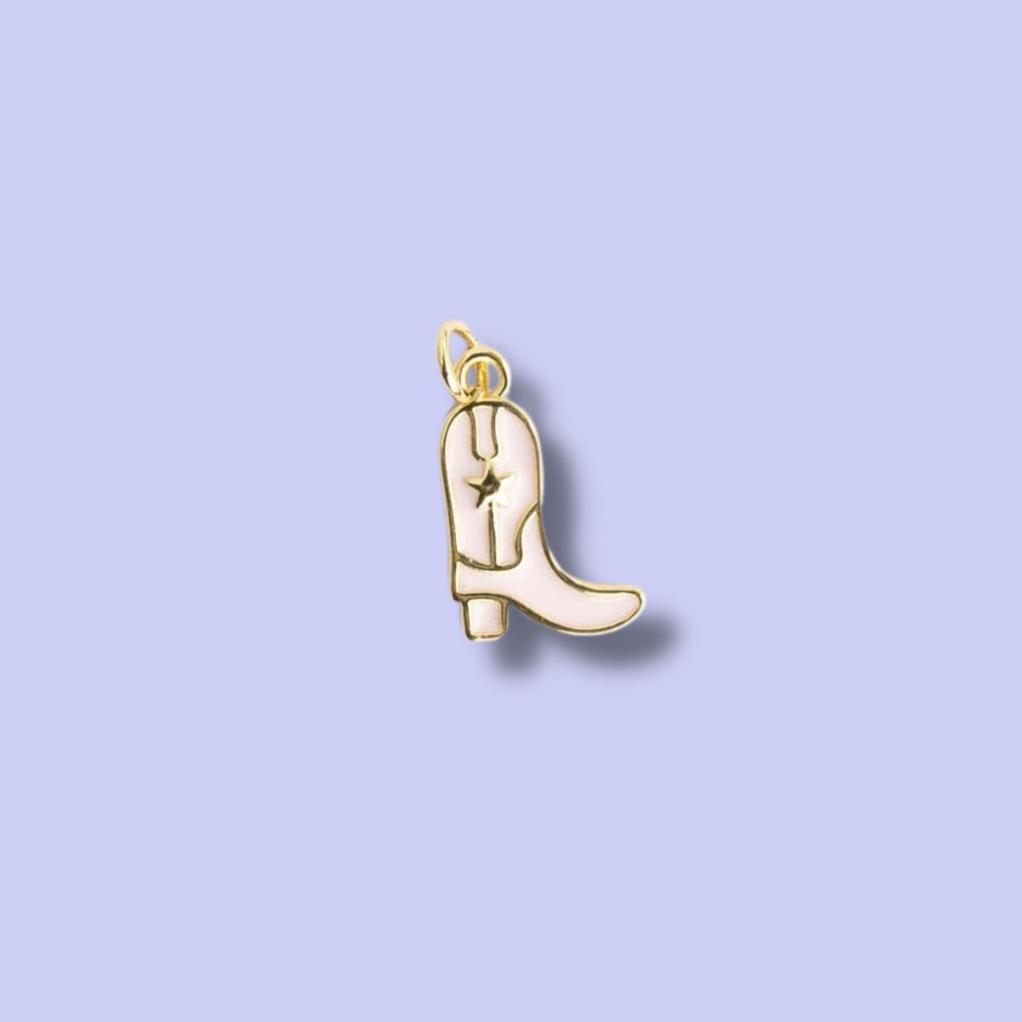 Pink Cowboy Boot Charm - 24K Gold Filled